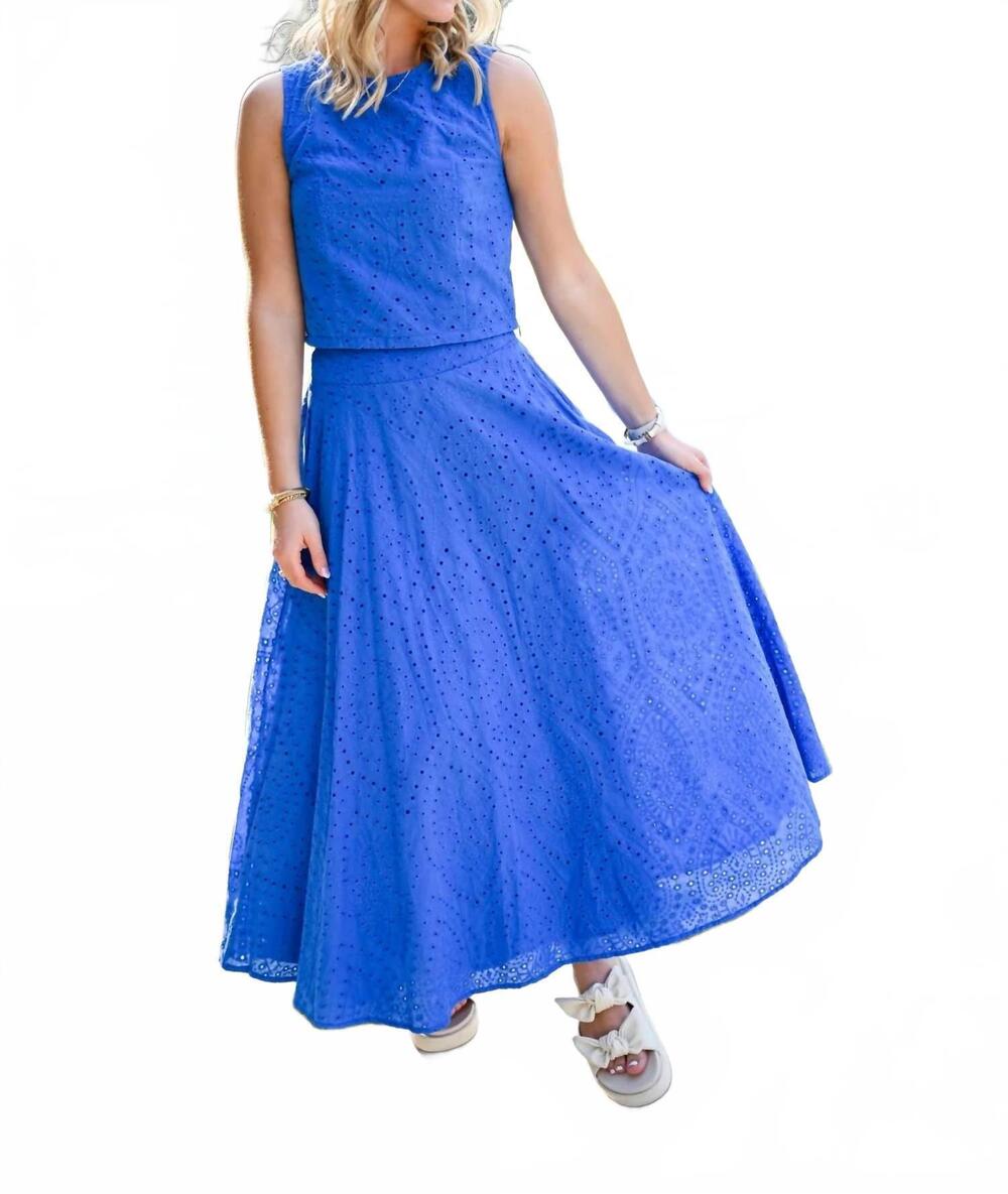 NEW SINCERELY OURS eyelet skirt set in royal blue